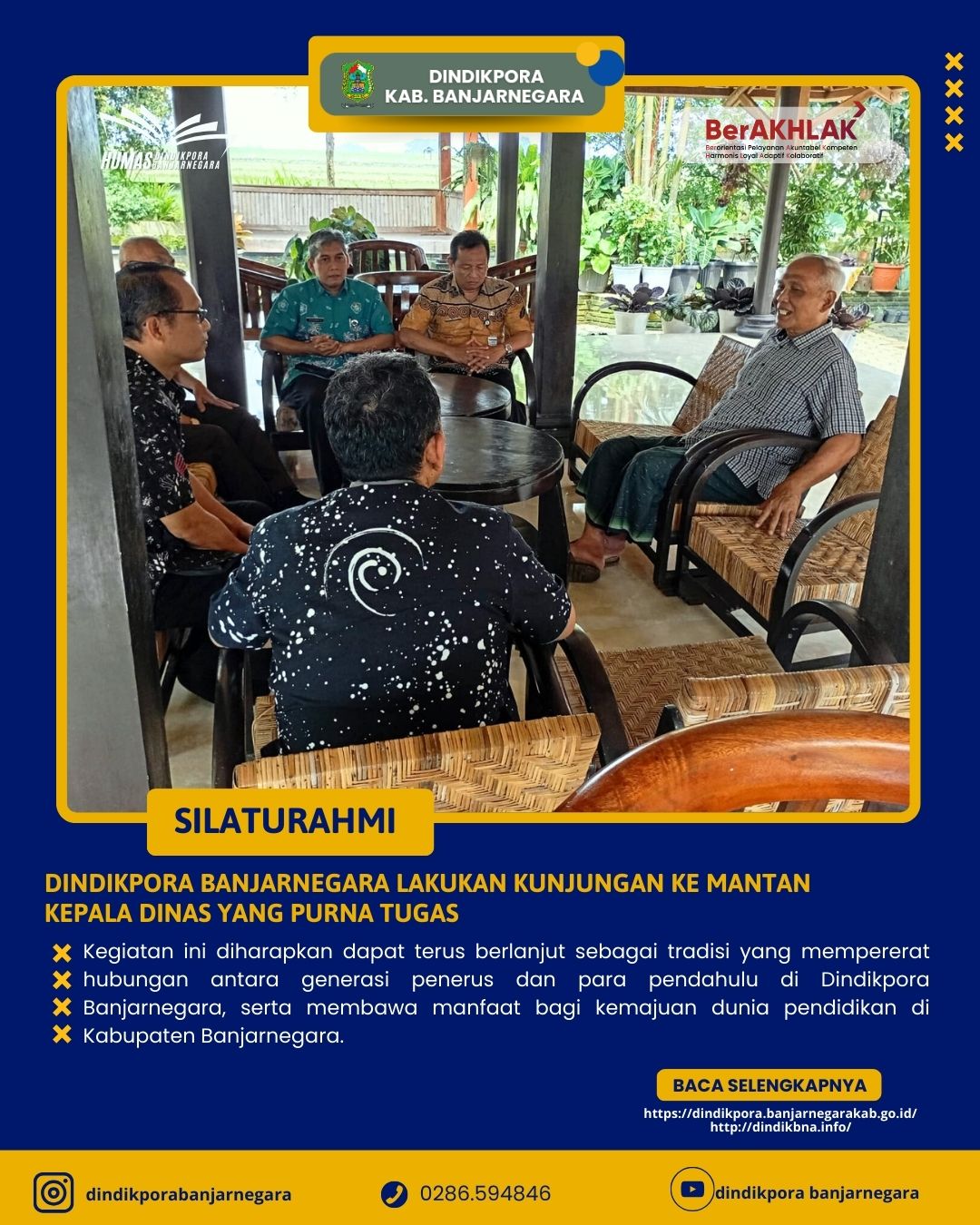 Dindikpora Banjarnegara Lakukan Kunjungan ke Mantan Kepala Dinas yang Purna Tugas