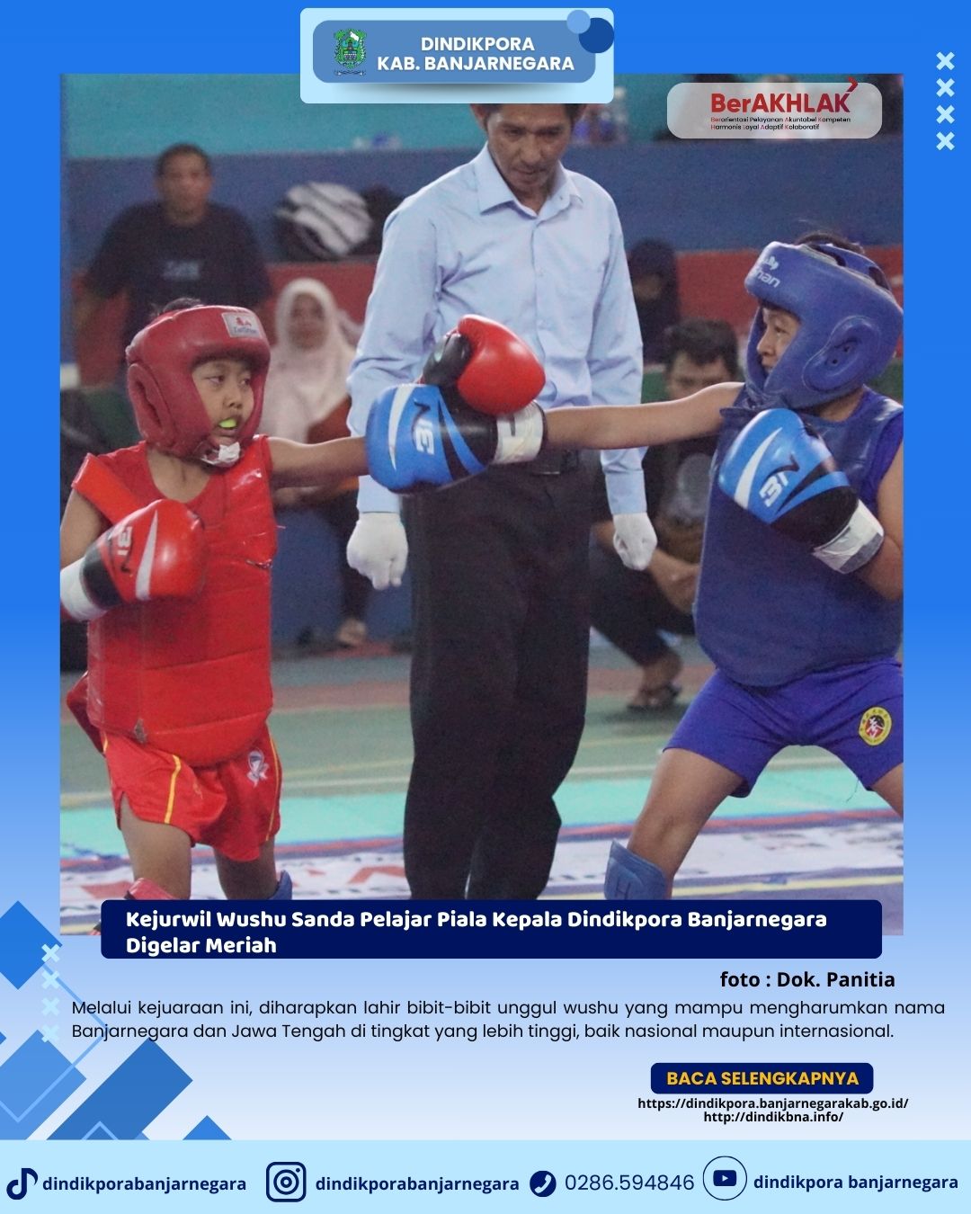 Kejurwil Wushu Sanda Pelajar Piala Kepala Dindikpora Banjarnegara Digelar Meriah