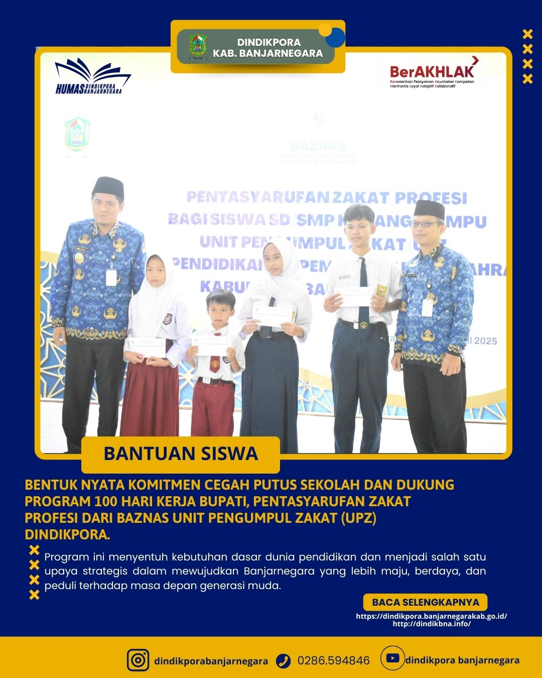 Bentuk Nyata Komitmen Cegah Putus Sekolah dan Dukung Program 100 Hari Kerja Bupati, pentasyarufan za