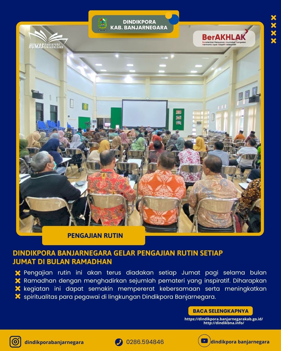 Dindikpora Banjarnegara Gelar Pengajian Rutin Setiap Jumat di Bulan Ramadhan